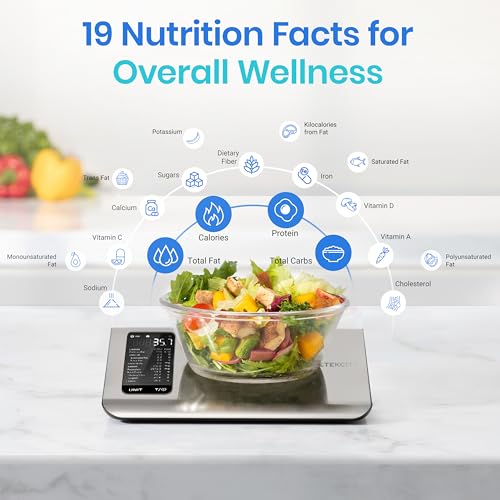 Etekcity Food Kitchen Scale with Nutritional Calculator, Smart App, 11lb | Free app with 19 nutrients tracking, calorie and macro calculator, grams and ounces, ideal for weight loss, Stainless Steel - color: Stainless Steel 1