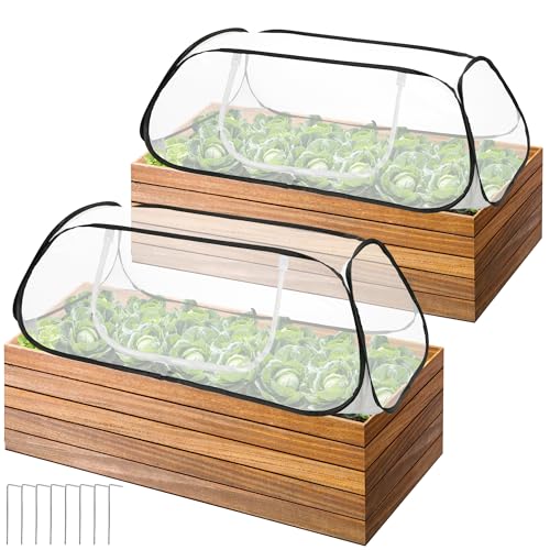 2 Pcs Pop Up Garden Rows Plant Cover,Raised Garden Beds Plants Protector | 46" x 22" x 16" Insect Bird Barrier Plant Net Cage with Stakes for Protecting Seedlings Fruits Vegetable Row - color: 2 Pcs