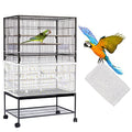 Daoeny Large Bird Cage Cover, Bird Cage Seed Catcher, Adjustable Soft Nylon Mesh Net with Twinkle Moon Star, Birdcage Cover Skirt Seed Guard for Parrot Parakeet Macaw Round Square Cages (White) - color: White, Sequins Star