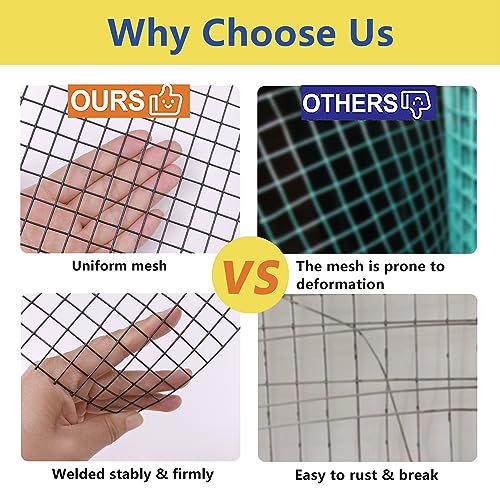 Black 16 Gauge Vinyl Coated Hardware Cloth 1 inch 60 in x50ft for Fencing | turdy yet flexible terrain for easy installation.Rigid barrier deters rabbits, gophers, and rodents. - size: 1 inch 60in x 50ft