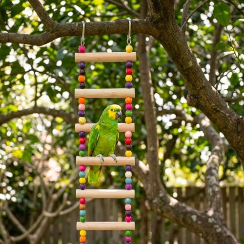 2 Pcs Bird Ladder Set, Bird Cage Ladder for Cage with 7 Steps Ladder and Small Swing, Parakeet Cage Accessories, Bird Climbing Ladder and Playground Accessories