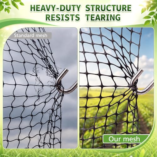 Windyun 2 Roll Plastic Mesh Fence, Black Safety Temporary Garden Fencing Animal Barrier Netting for Animal Deer Rabbit Chicken Dog Poultry Construction Snow Fence Patio(50 ft) - size: 50 ft