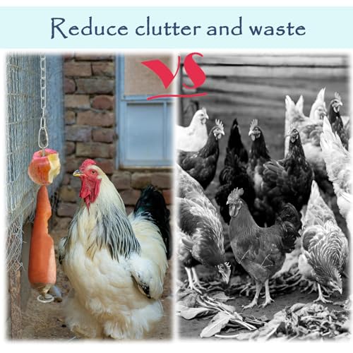 3 Pack Hanging Chicken Feeder with Hooks | Fruit Fork for Chicken Coop Accessories, Chicken Toys & Vegetable Skewers - size: 3 sets hanging chicken feeder