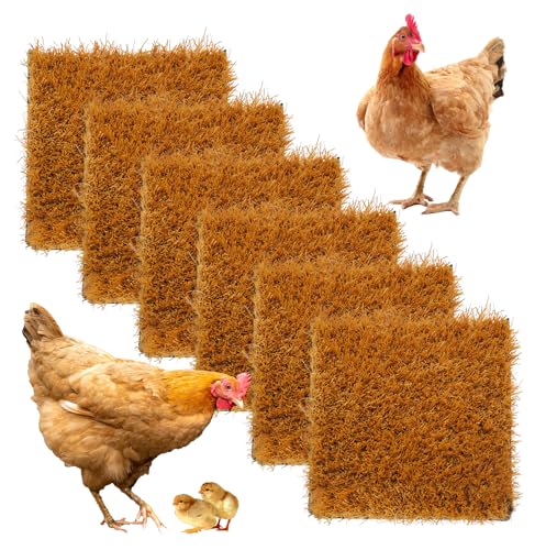 6 Pcs Washable Chicken Nesting Pads,Chickens Nesting Box Pads Chickens Nesting Pads Artificial Grass Rug Reusable Hens Nest Boxes Pad Chicken Coop Bedding for Laying Eggs (12 x 12 x 0.78 Inches) - color: 【Yellow】