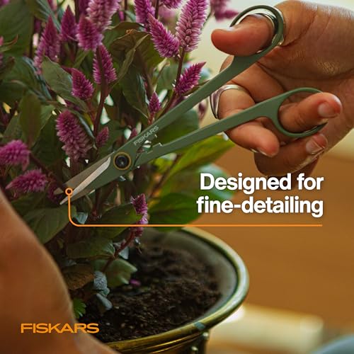 Fiskars 6" Plant Detailer Snips & Holder, Precision Indoor Gardening Tool | For Trimming & Pruning Dense Foliage, Long Reach Stainless Steel Micro-Tip Blades for Clean Cuts and Healthy Plant Growth - size: Detail Snipper
