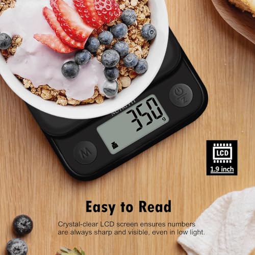 Food Scale Small Digital Kitchen Scales Weight Grams Ounces Black | Max 11lbs 0.5g Increment, Compact Design, Smart Tare, Weight Loss Cooking Baking Coffee, Easy to Use for Travel, AAA Battery - color: Classic Black