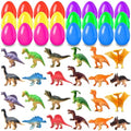24Pcs Easter Eggs with Dinosaurs Inside, Easter Basket Stuffers Easter Party Favors for Kids, Filled Easter Eggs for Easter Hunt, Classroom Prize Supplies