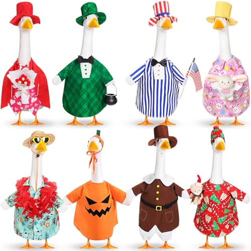 8 Set Boy Style Porch Goose Outfit 23inch, Seasonal Bundle | For Lawn Yard Decor, Seasonal Themes Include Fall Halloween Thanksgiving Christmas Valentines Easter Summer, Dress Hat Set - size: 23Inch, style: Boy Style