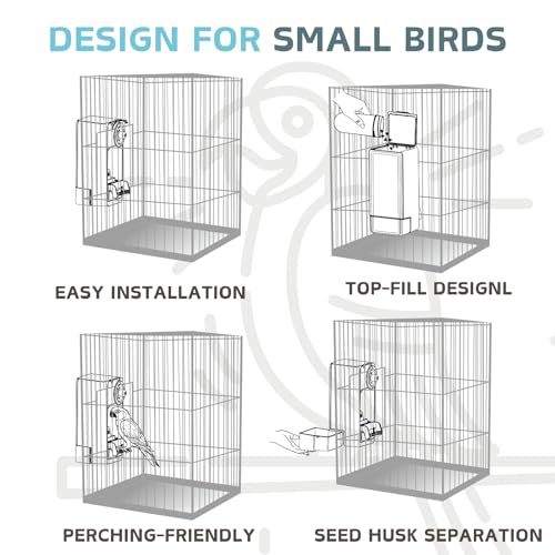 Automatic Bird Feeder, Bird Cage Feeder with Perch for Parakeet Canary Cockatiel Finch (Blue) - color: Blue