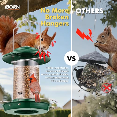 Bird feeders for Outdoors Metal Chew Resistant Green,1PK | Metal Roof, Metal Tray, Fixed Hanger, Flip-Top Fill, 3 Perches, Easy-Clean, 1.32lb - color: Green, 1.5LB, 3 Perches