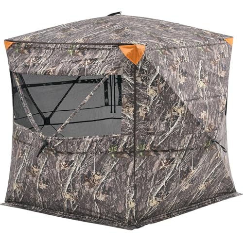 VEVORHunting Blind, 270° See Through Ground Blind, 4-5 Person Pop Up Deer Blind for Hunting with Carrying Bag, Portable Resilient Hunting Tent, One-Way See-Through Mesh for Turkey and Deer Hunting