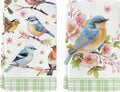 Bird Kitchen Towels, Floral Spring Kitchen Bathroom Dish Towels, 2-Pack, 18x26 Inch, Multicolor, Polyester - color: Floral Bird-2