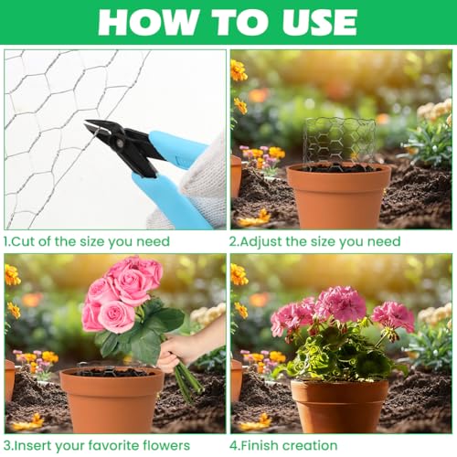 Floral Chicken Wire for Craft, 4 x 118 Inch Galvanized Iron Garden Fence Barrier Chicken Wire Netting, Galvanized Hardware Netting for Protect Plant, Preventing Snakes, Foxes