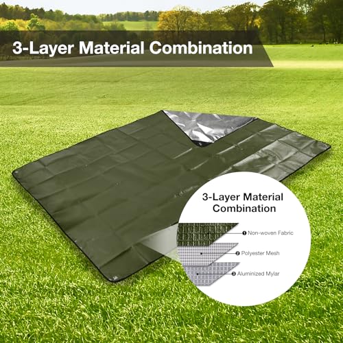 6 Pack Heavy Duty Waterproof Emergency Thermal Tarp, Insulated Survival Blanket for Outdoor Camping, Hiking, and Emergency Shelter, Green - color: Green 83''x59'',6 Packs