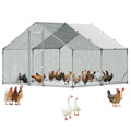 VEVOR Large Metal Chicken Coop,9.8 x 9.8 x 6.6 ft, Walk-in Chicken Run House with Waterproof Cover & Sturdy Frame, Spire Roof Poultry Cage Duck Pen for Rabbit Hen Goose Outdoor Backyard Farm Use - size: 118.1"L x 118.1"W x 78.7"H