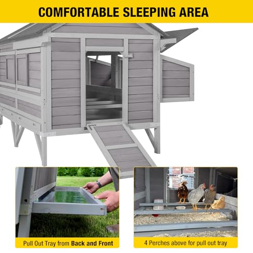 Chicken Coop Super Large Mobile Hen House with Wheels,Strong Iron Frame Outdoor Poultry Cage with Nesting Box,Duck Coop,Rabbit Cage Waterproof - size: 68.1"L x 53.9"W x 49.0"H