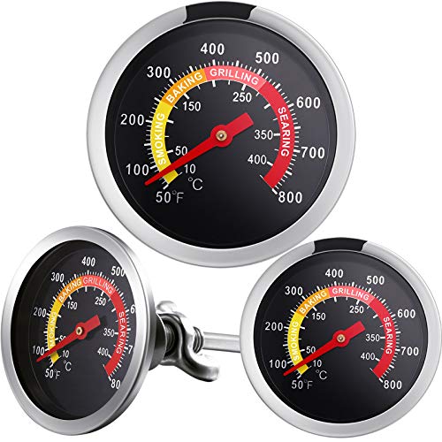 Frienda 3 Packs Charcoal Grill Temperature Gauge Thermometer Gauge Wood Barbecue Charcoal Grill Thermometer Heat Indicator for Lamb Beef Meat Cooking, 2-3/8 Inch Dial and 2-7/8 Inch Stem - style: Contemporary