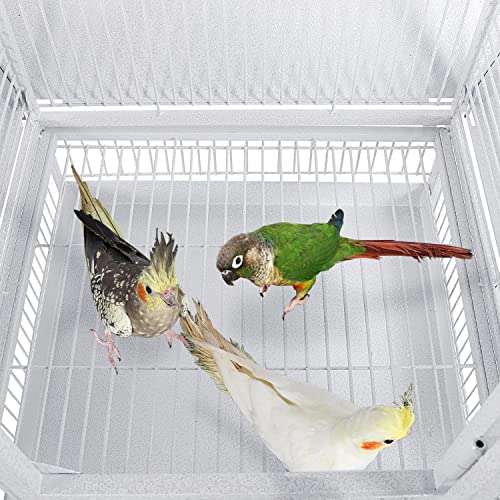 Yaheetech Wrought Iron Bird Cages, Play Top Large Aviary with Stand for Cockatiel Parrot Sun Parakeet Conures Lovebird Budgie Finch African Grey White, 61-inch - color: White