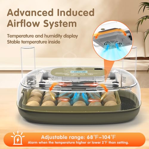 Incubators for Hatching Eggs Egg Incubator Chicken 360° Egg Candler Viewing for Chicken, Ducks, Goose, Pigeon, Quail 24 Eggs