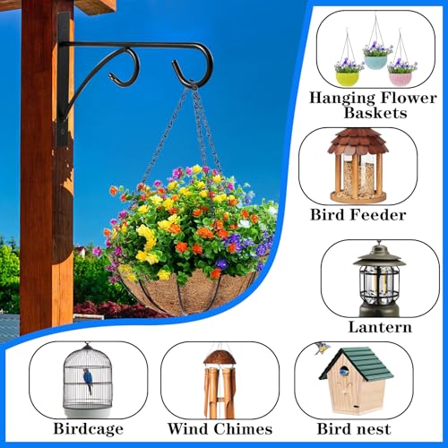 4Pcs Outdoor Bird Feeder Hanger Hooks, 8 Inch Heavy Duty Metal Rust-Resistant Bird Feeder Bracket for Hanging Flower Baskets, Wind Chimes, Bird Feeders, Planters & Lights - color: black-4pcs