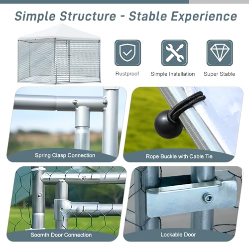 Outvita Large Metal Chicken Coop, Chicken Run, 3 x 11.4 x 8.6FT | Waterproof Cover, Heavy Duty Steel Frame, Large Poultry Cage for Dog Kennel, Duck Coop and Hen House - color: Silver, size: 156.0"L x 136.8"W x 103.2"H