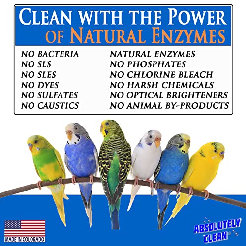 Absolutely Clean Amazing Bird Cage Cleaner and Deodorizer - Just Spray/Wipe - Safely & Easily Removes Bird Messes Quickly and Easily - Made in The US - Fragrance Free - 16oz (Pack of 2) - style: 16 Fl Oz (Pack of 2)