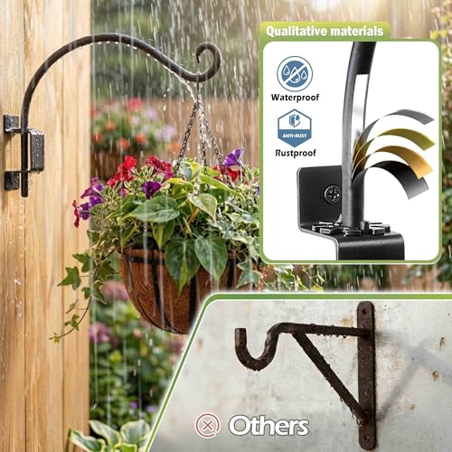 Lifyzoon Swivel Plant Hook Outdoor: 12Inch 50lbs Heavy-Duty Metal Bracket | 180° Swivel Plant Hook for Outdoor Hanging Baskets, Bird Feeders, Weatherproof Coating, Hardware Included, 2 Pack - size: 12"-2PCS