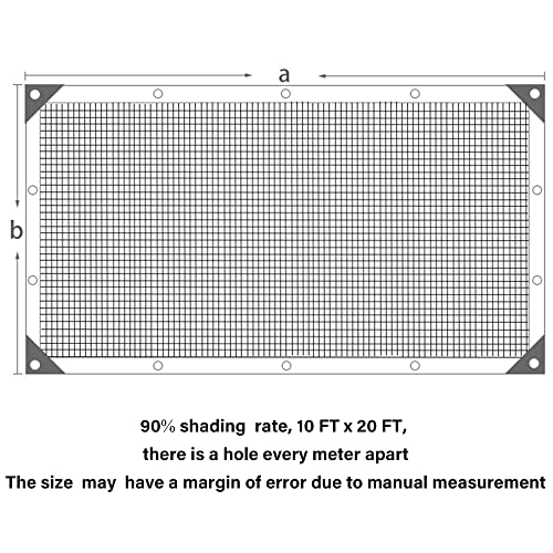 winemana 10x20ft Shade Cloth 90% UV Mesh Tarp Dog Kennel Cover Sun Shade | For Garden Greenhouse Pergola Chicken Coop, Outdoor Porch Patio Vegetables Plants Sunshade - size: 90%-10 FT x 20 FT