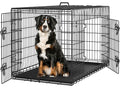 Yaheetech 48in Double Door Metal Dog Crate w/Divider for Puppy Indoor Use | Heavy-duty Sturdy Metal Frame, Easy Assemble, Fold Up for Travel, Removable Tray, Ideal for Puppies, Medium to Large Dogs - size: 48" L
