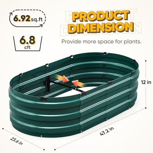 King Bird Raised Garden Bed Kit 10-Minute Assembly 47x24x12 in | Galvanized Planter Box Outdoor for Gardening, Vegetables, Flowers, Green - color: Green, size: 47X24X12 in