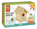 Beetle & Bee Build A Bird Bungalow - DIY Kid Art Craft Outdoor Birdhouse Kit, House Painting Kit for Kids, Hardware Glue Included- 4 Paints, 1 Brush, 7 Wooden Pcs, Chain For Tree Hanging Age 5+ | Includes Paints, Brush, Glue, Nails, Chain, Instructions; K