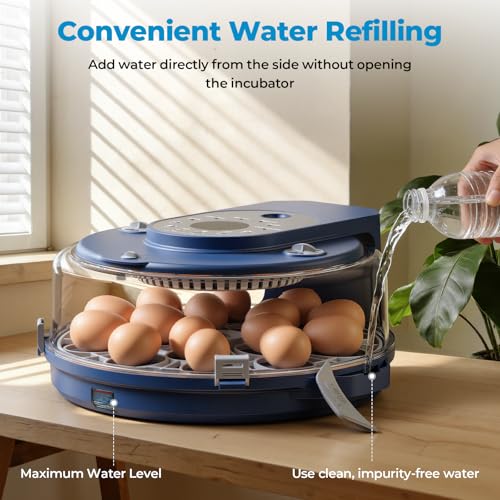 Egg Incubator for Hatching Eggs, 5 Preset Incubation Modes & 1 Custom Mode | Hatch 15 Eggs, Temperature and Humidity Adjustable Function, Automatic Egg Turning for Duck, Chicken, Goose, Pigeon and Quail