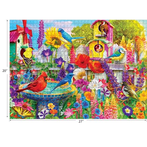 RoseArt Kodak Premium Bird Bath Garden 1000 Piece Jigsaw Puzzle | Fully Interlocking Pieces, Bonus Poster Included, Made in USA
