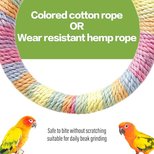 3-Ring Bird Swing Toy,Bird Swing for Cage,Hanging Bird Rope Perch Toy,for Parakeets, Lovebirds, Cockatiels, Sugar Glider Toys and Cage Accessories(GDcolor) - color: GDcolor