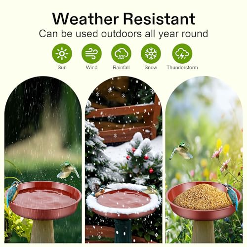 3 Pack Plastic Bird Bath Bowl, 14”Ground Bird Baths for Outdoor(Terracotta | Large Durable Birds Bath Dish for Garden Yard, Birds Water Bowl Feeder Tray Replacement, Weather Resistant ABS Plastic - color: Terracotta