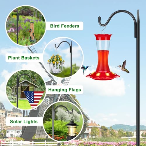 Bird Feeder Pole, 60 Inch Shepherds Hooks for Outdoor with 5 Prong Base, Adjustable Heavy Duty Shepherds Hook for Plant Baskets, Hummingbird Feeder, Wedding Decor, Lanterns,2 Pack - size: 60 Inch