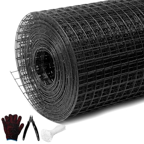 Black Hardware Cloth 1/4inx24inx100ft, Chicken Wire Fencing, 22 Gauge, Vinyl PVC Coated Mesh, Welded Wire mesh, Perfect for Gopher Wire, Rodent Mesh, Tree Guard, Chicken Coop - size: 1/4inx24inx100ft