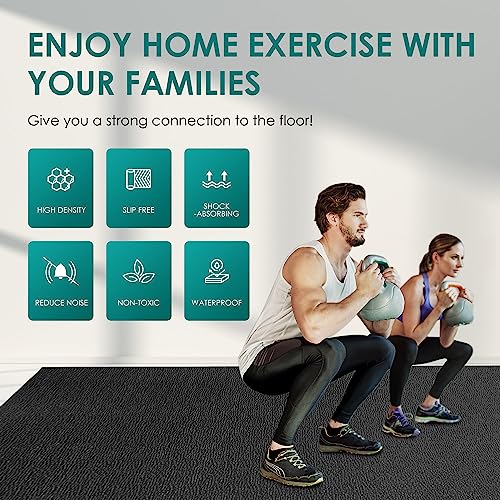 Large Exercise Mat, 8' x 6'/8' x 4'/6' x 4' Extra Durable Workout Mats for Home Gym Flooring, High-Density Gym Mats Cardio Mat for Jump Rope, MMA, Stretch, HIIT, Shoe-Friendly, Non-Slip, Non-Toxic - size: 6mm