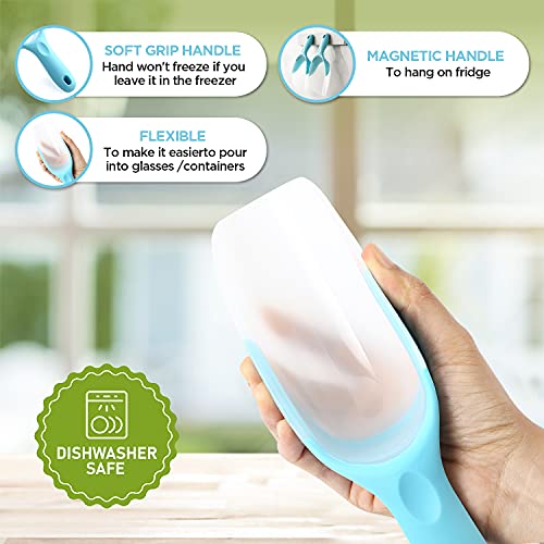 Spring Chef Magnetic Ice Scoop for Freezer, BPA-Free Food Scooper, Aqua Sky | Flexi-Plastic BPA-Free Popcorn Scoop with Soft Grip Handle - Dishwasher Safe Ice Scooper - Food Scooper for Flour, Pet Food - color: Blue (Aqua Sky)