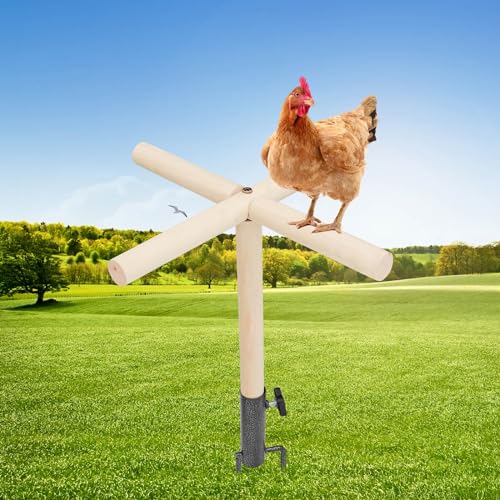 Chicken Perch for Coop, Wooden Chick Perch Stand with Metal Ground Plug, Chicken Coop Backyard Poultry Accessories, Suitable for Poultry Rooster Chicks Large Bird Parrot - size: 17 × 17 Inch