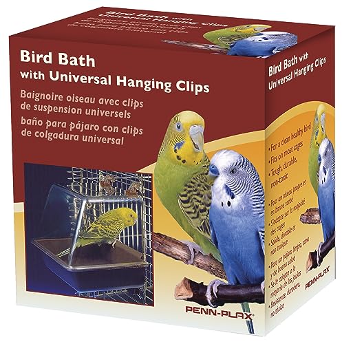 Penn-Plax Clip-On Bird Bath – Attaches to Most Birdcages – Perfect for Parakeets, Lovebirds, Parrotlets, Finches, Canaries, and Other Small Birds – Brown (Pack of 2) - size: 8 1/2" long, 5" tall, 5" wide. (Pack of 2)
