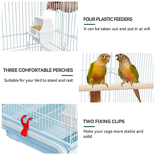 YITAHOME 62 inch Metal Bird Cage, Large Parakeet Cages | Bird Cage for Parrot, Cockatiel, Lovebird, Pigeon with Roof Top, Rolling Stand and Hanging Accessories, White - color: White