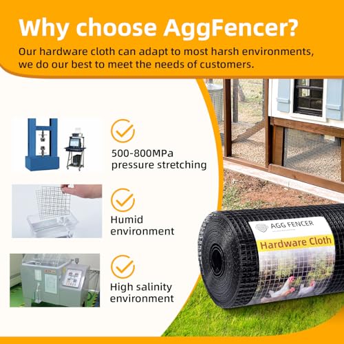 24in x 50ft Black Hardware Cloth 1/4 inch 23Ga PVC Coated Mesh | Vinyl Coated Fence, Welded Metal Chicken Wire Fencing Roll, Garden Plant Fencing, for Chicken Coop and Home Improvement - size: 1/4 inch 24in x 50ft
