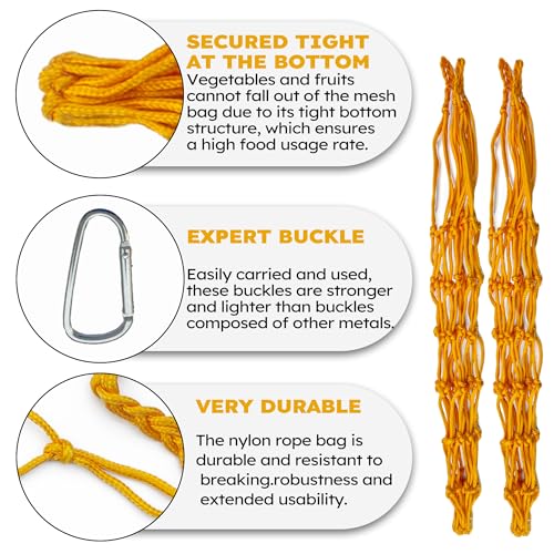 Chicken Vegetable Hanging Feeder 2PCS, Reusable String Bag Net Hanging Feeder for Chickens Ducks Coops Toy, Enrichment Toys, Treat Holder, No Waste Poultry Accessory(Yellow) - color: Yellow