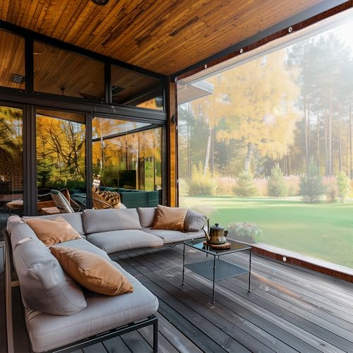6.5 x 20 FT Clear Thicken Waterproof Tarp, Rainproof Covering, Heavy Duty Anti Tear Tarp with Grommets, Windproof and Snowproof Poly Tarpaulin for Patio, Plants, Henhouse, Garden, Porch - size: 6.5 x 20 FT