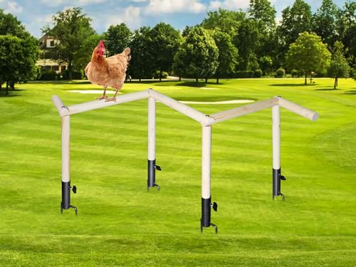 Large Chicken Perch Toy for Coop, Wooden Chick Perch Stand with Metal Ground Plug, Chicken Coop Backyard Poultry Accessories, Suitable for Poultry Rooster Chicks Large Bird Parrot