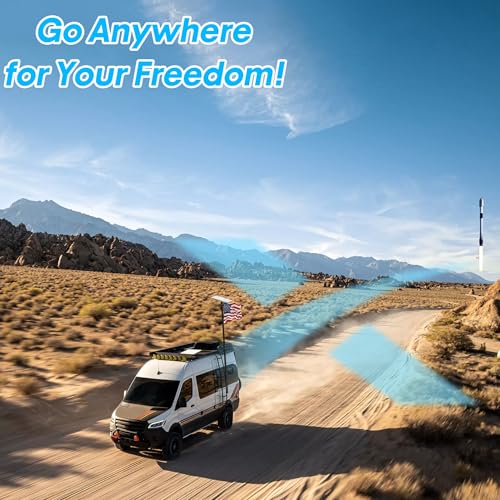 RV Flag Pole Kit 10 FT Telescoping, Starlink Gen 3 Standard Mount | Adjustable Heavy Duty Aluminum Flagpole, 2-In-1 RV Ladder Holder Kit, Supports Two Flag and Starlink Gen 3 Standard, Portable - size: Mount+telescoping flag pole+Starlink