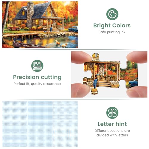 300 Piece Puzzles for Adult Jigsaw Puzzles Yellow Forest Boat Puzzle | Autumn Scenery Jigsaw Puzzles 300 Pieces for Adult Kids Elderly Family Challenging Puzzles Game Home Decor Gift Toy 20.5x15IN - color: Yellow Forest