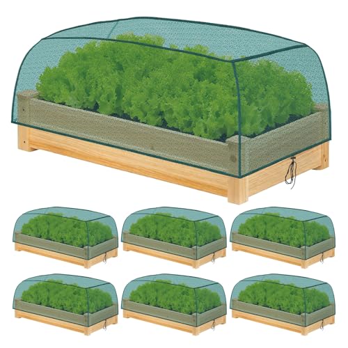 Qualirey 6 Pack Garden Netting for Raised Beds, 59" x 28" x 18" Mesh Plant Covers with Drawstring for Garden Protection, Bird Netting Barrier Screen for Protecting Vegetables Fruits Flowers Crops