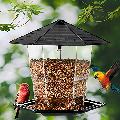 Jealoeur Bird Feeders for Outdoors Hanging Bird Feeder Wild Birds Seed, Black 2 Pack - color: Black 2 pack